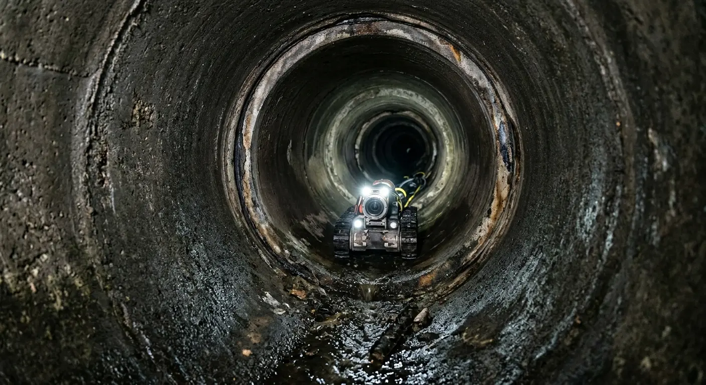 Robotic sewer camera inspecting pipe interior for Sewer Line Repair in Johnstown